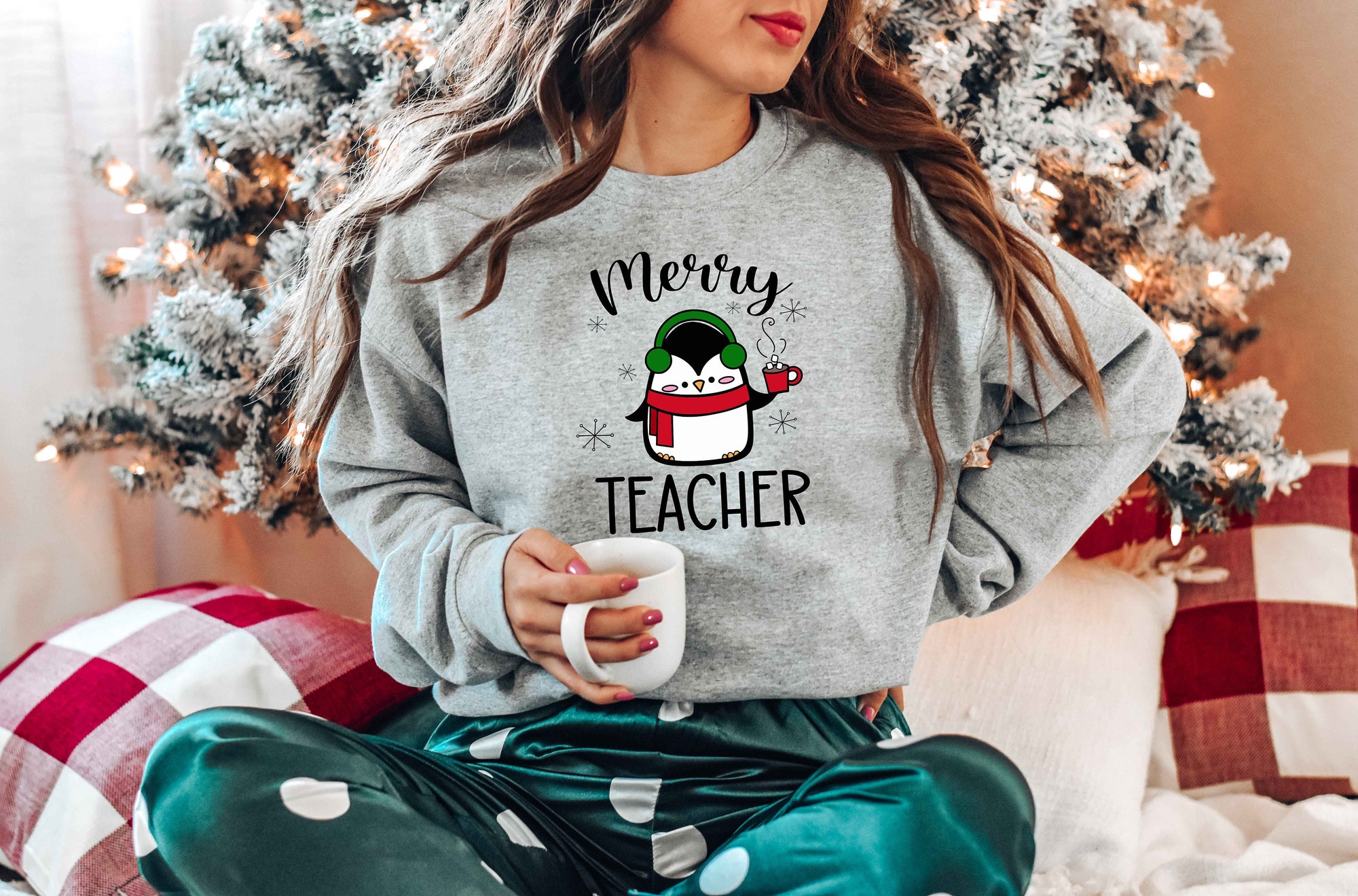 Merry Christmas Teacher Sweatshirt | Gift for Teachers image 2