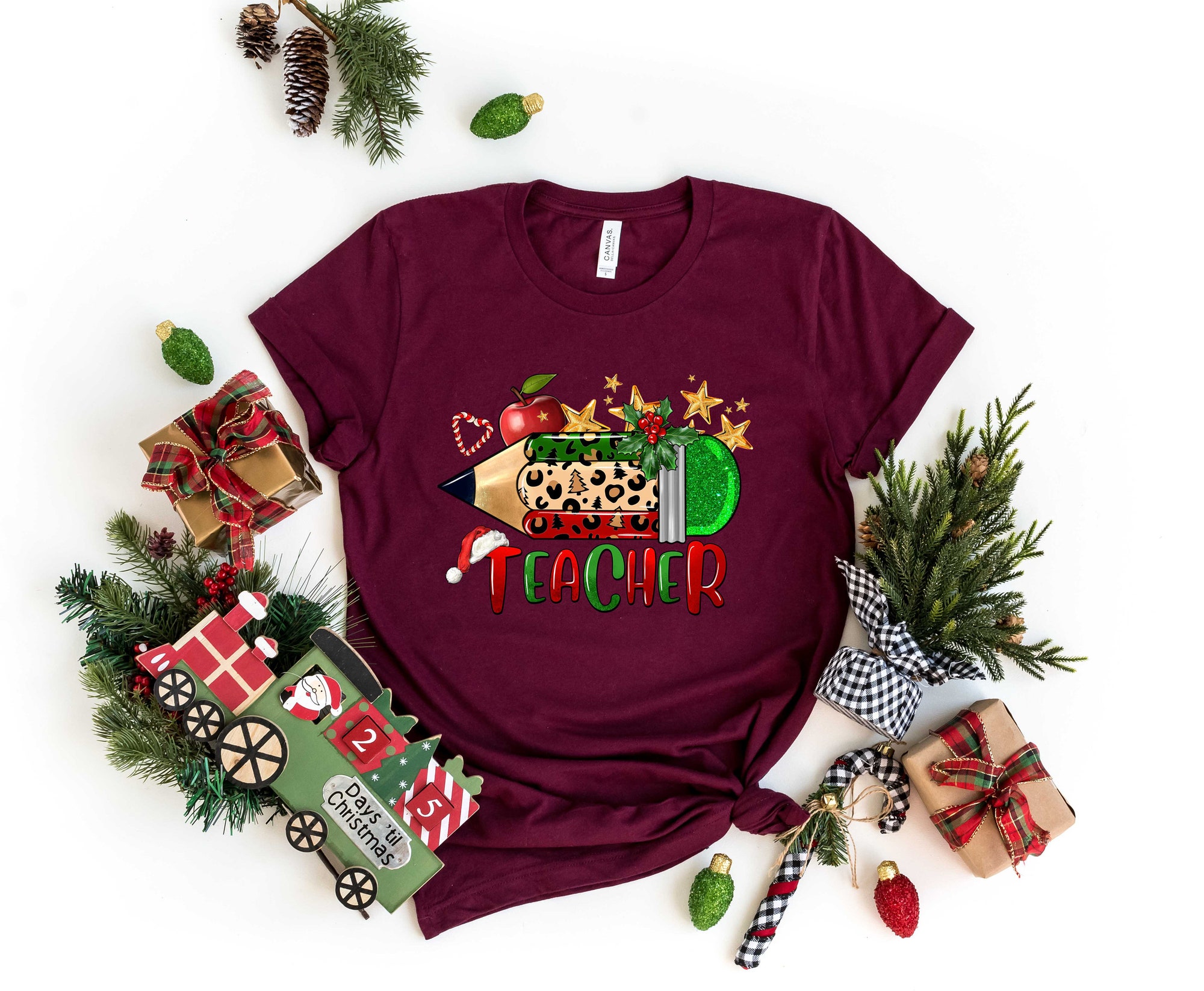 Merry Christmas Teacher Sweatshirt | Gift for Teachers Teacher Life image 3