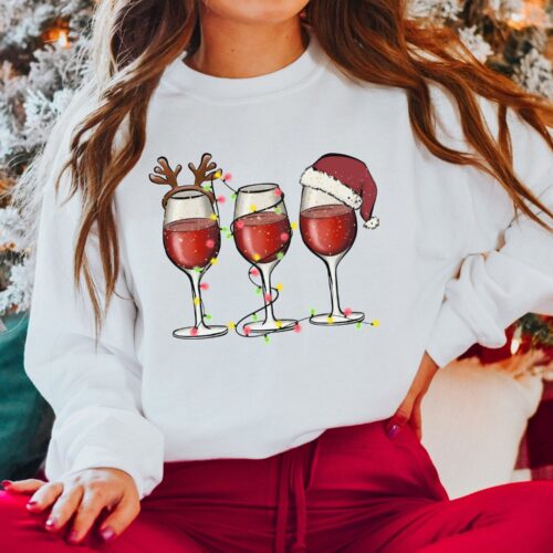 Christmas Wine Sweatshirt - Festive Holiday Sweater Collection image 0