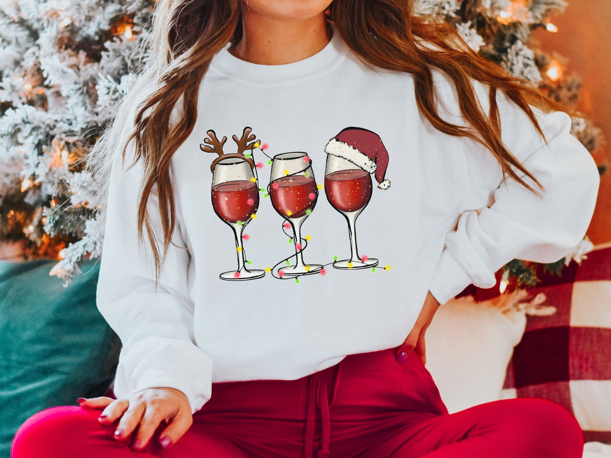 Christmas Wine Sweatshirt - Festive Holiday Sweater Collection image 0