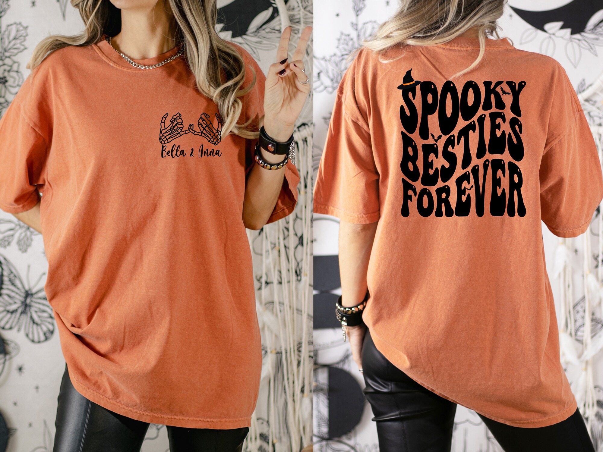 Custom Spooky Besties Forever Shirt: Sisters Halloween Funny Best Friend Tee image 3