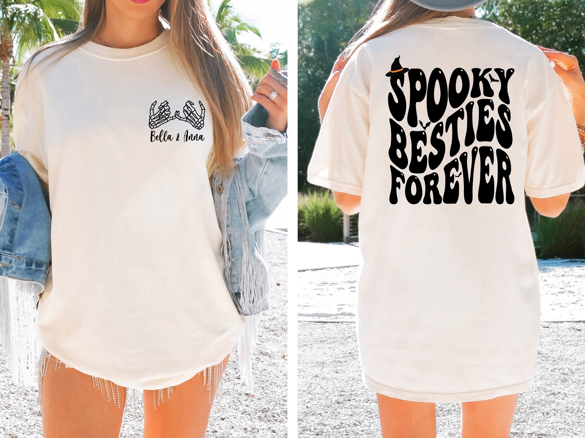 Custom Spooky Besties Forever Shirt: Sisters Halloween Funny Best Friend Tee image 1