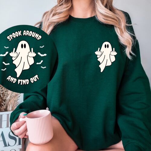 Spook Around and Find Out Sweatshirt Funny Halloween Sweater Ghostly Halloween image 0