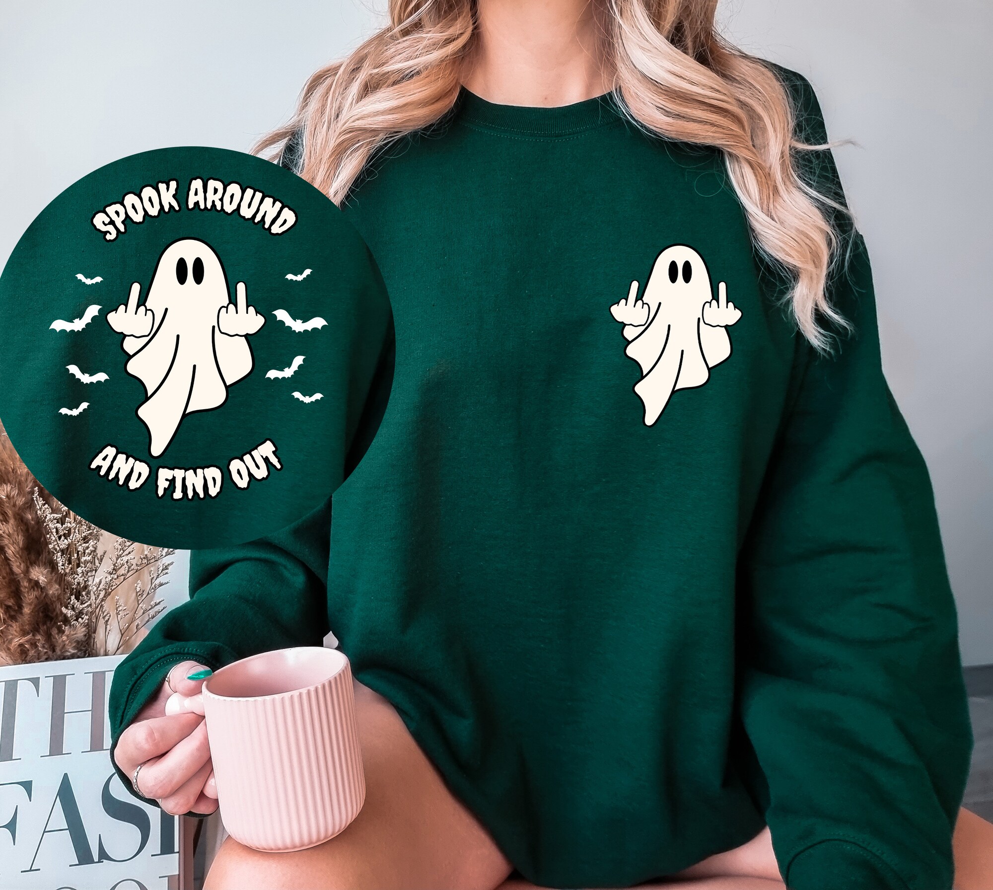 Spook Around and Find Out Sweatshirt Funny Halloween Sweater Ghostly Halloween image 0