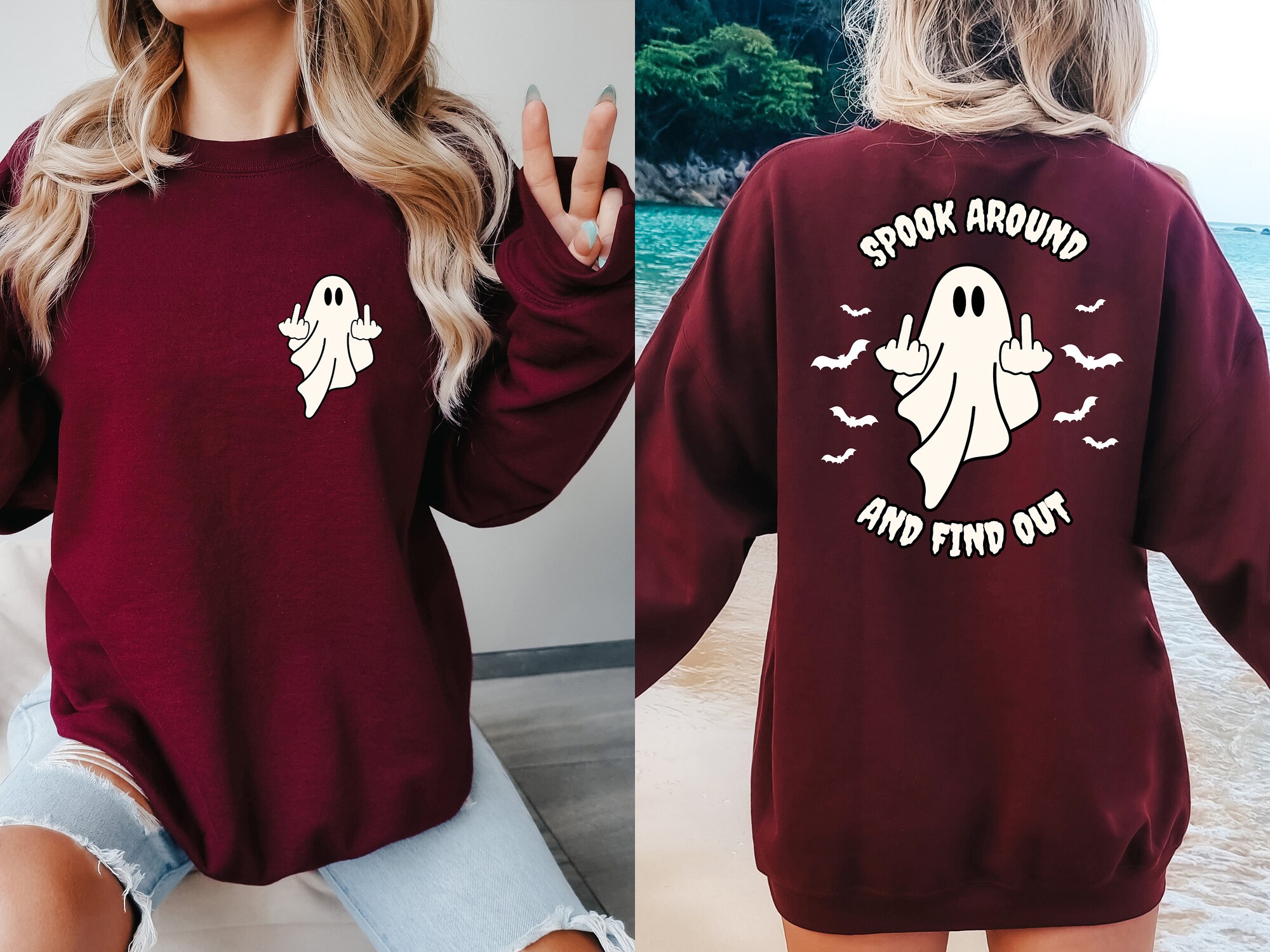 Spook Around and Find Out Sweatshirt Funny Halloween Sweater Ghostly Halloween image 2