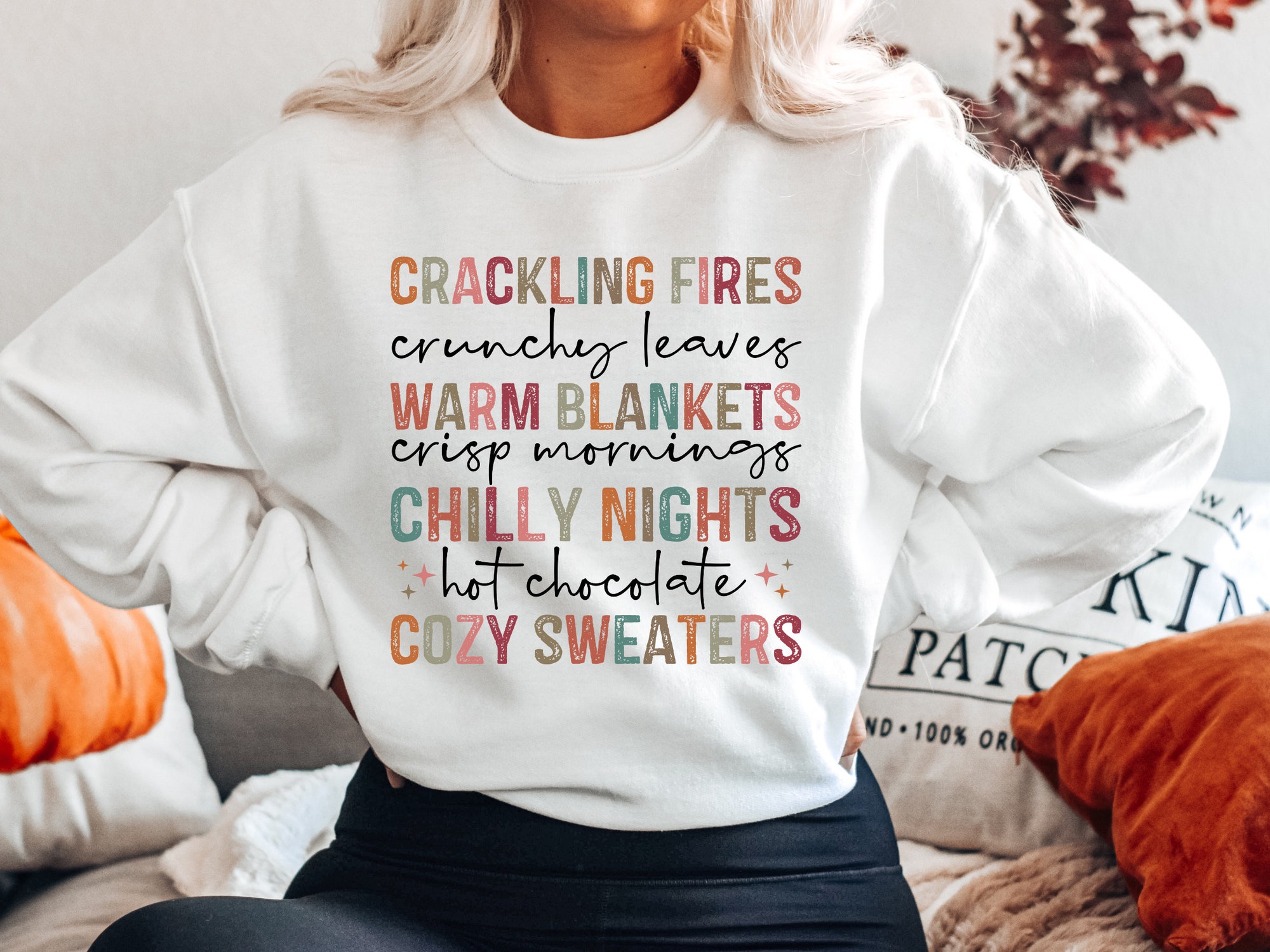 Cozy Fall Sweatshirt - Pumpkin Patch Halloween Vibes image 1