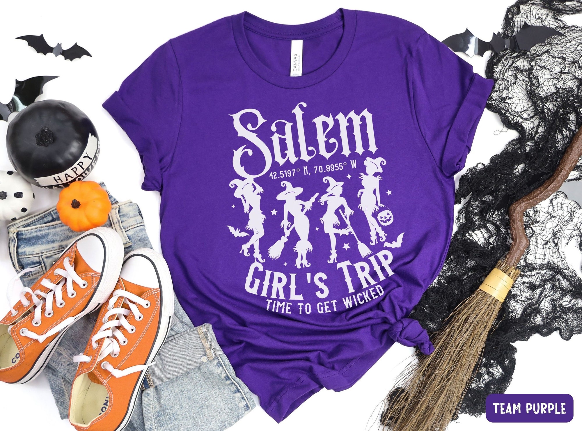 Witchy Girls Trip & Salem Witch Bachelorette Halloween Tees image 7