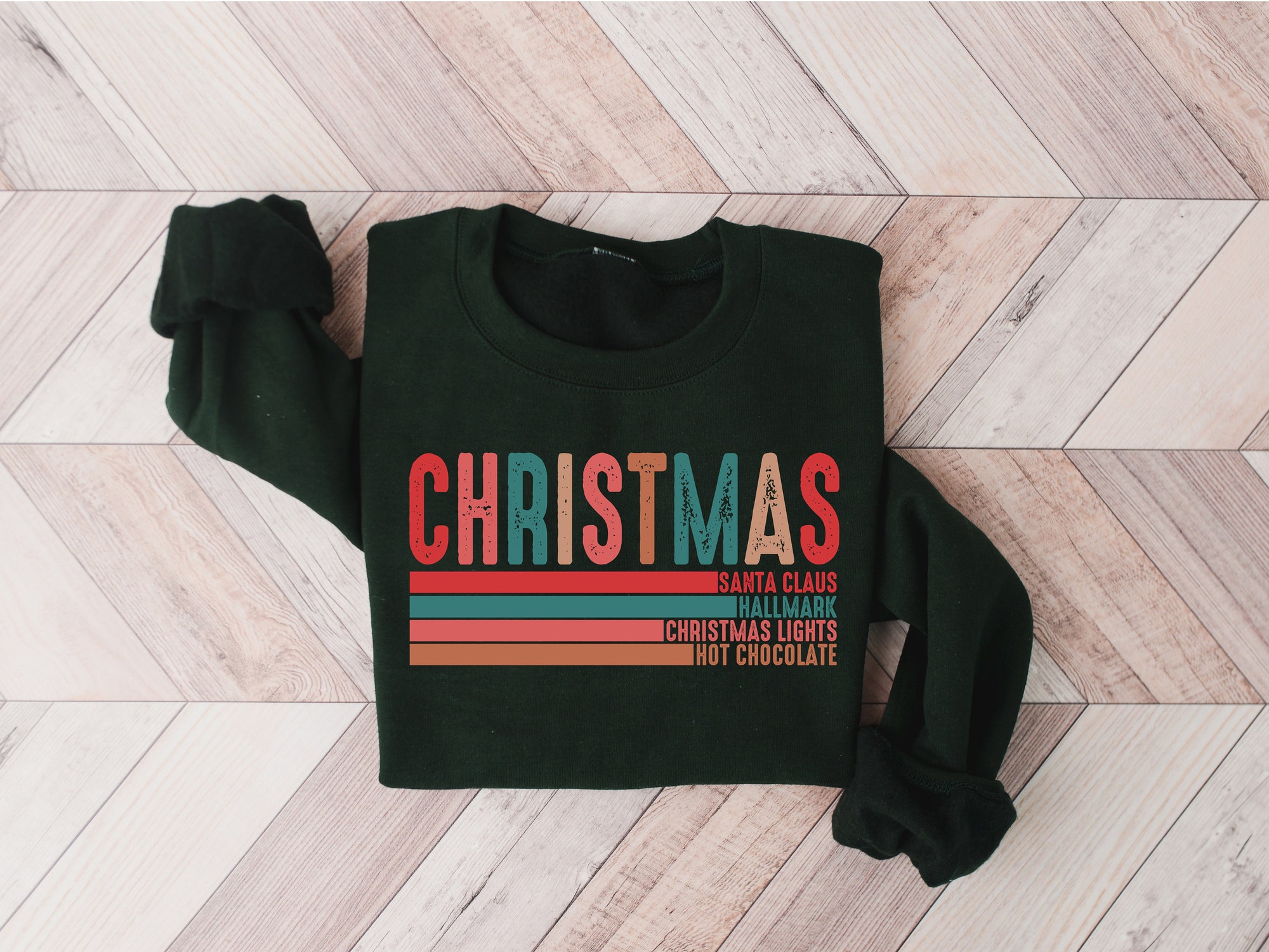 Retro Christmas Santa Claus Sweatshirt | Tis The Season Santa Claus Xmas Shirt image 1