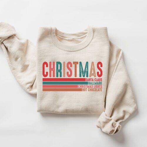 Retro Christmas Santa Claus Sweatshirt | Tis The Season Santa Claus Xmas Shirt image 0