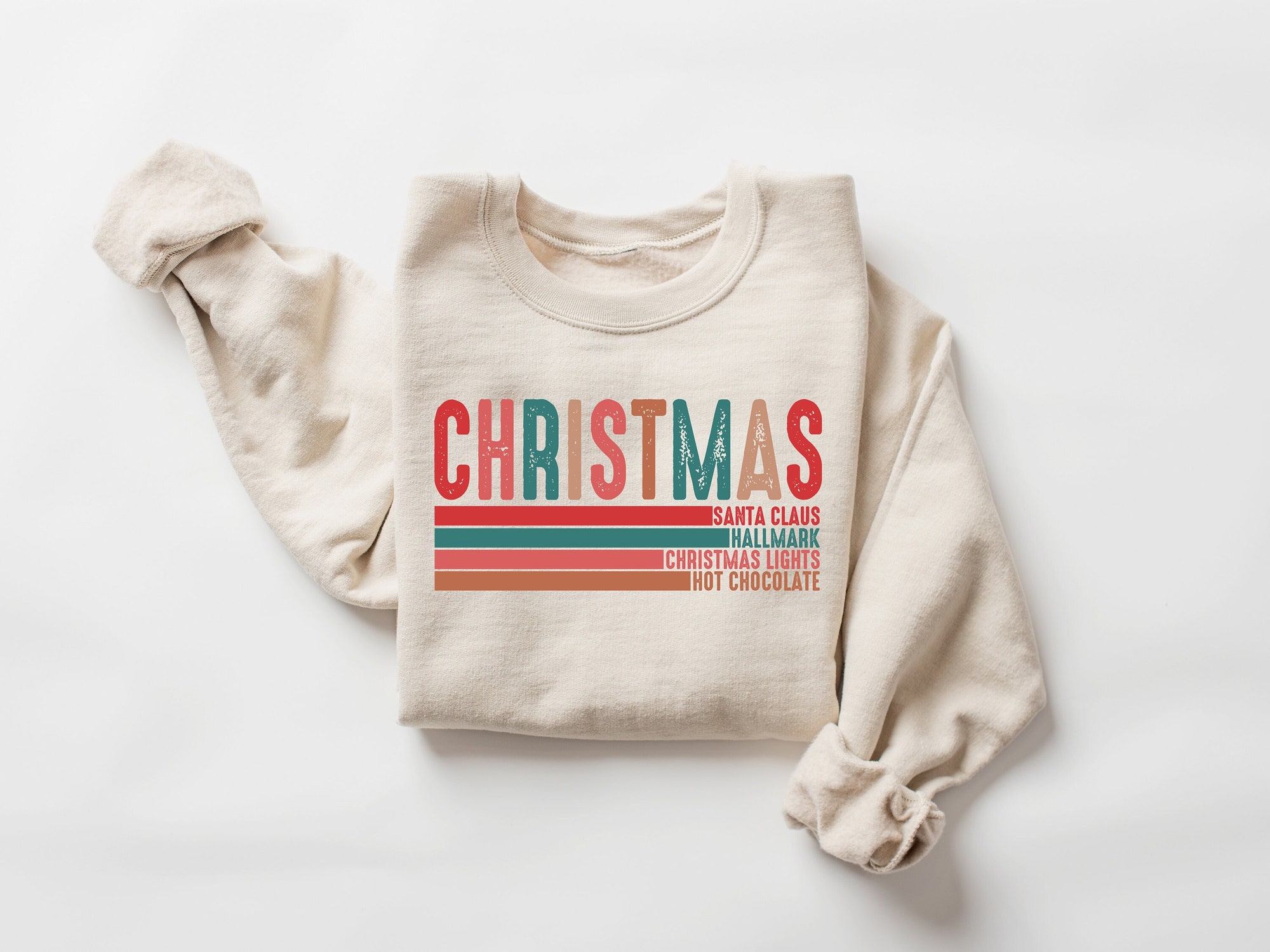 Retro Christmas Santa Claus Sweatshirt | Tis The Season Santa Claus Xmas Shirt image 0
