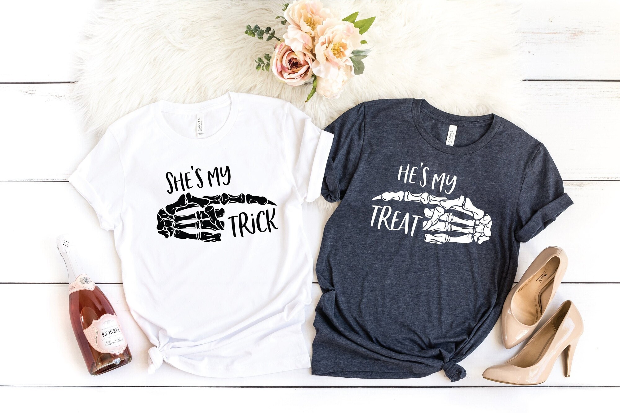 Halloween Couple Tees: Trick & Treat Shirts for Parties image 0