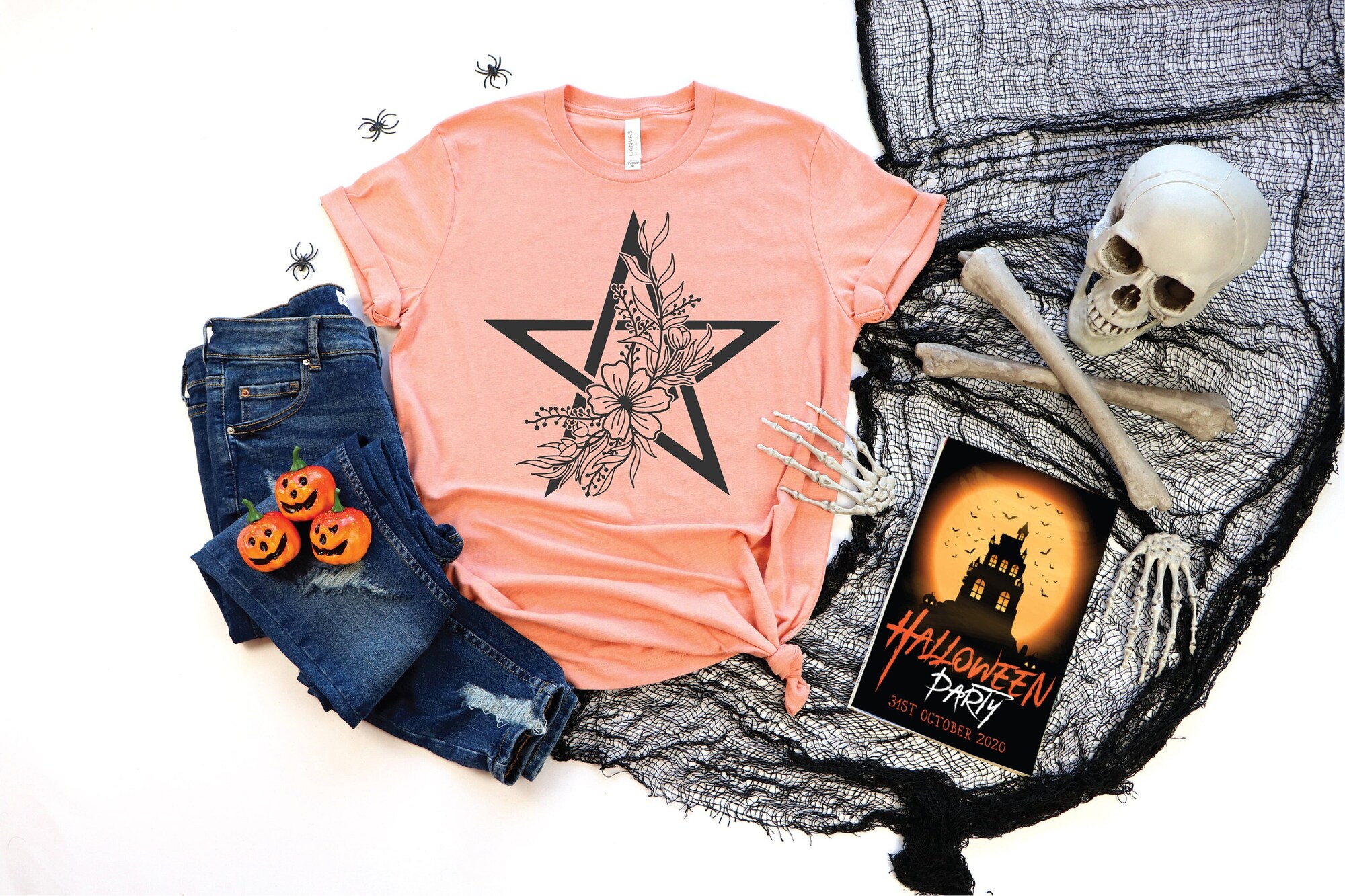 Floral Witch & Funny Halloween Shirt: Fall Gift for Family image 0