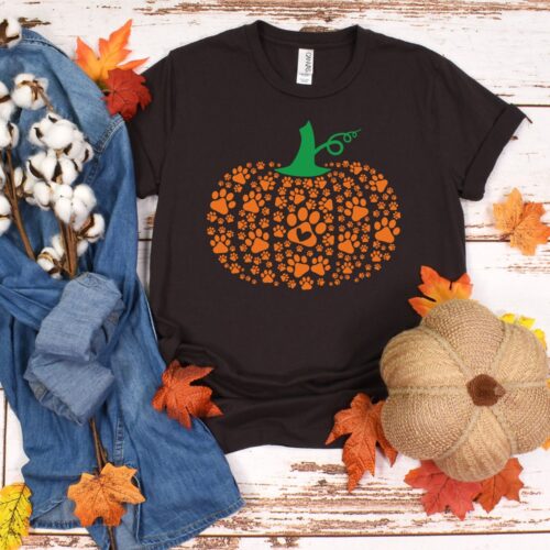 Paw Pumpkin Shirt - Retro Dog Halloween Sweatshirt image 0