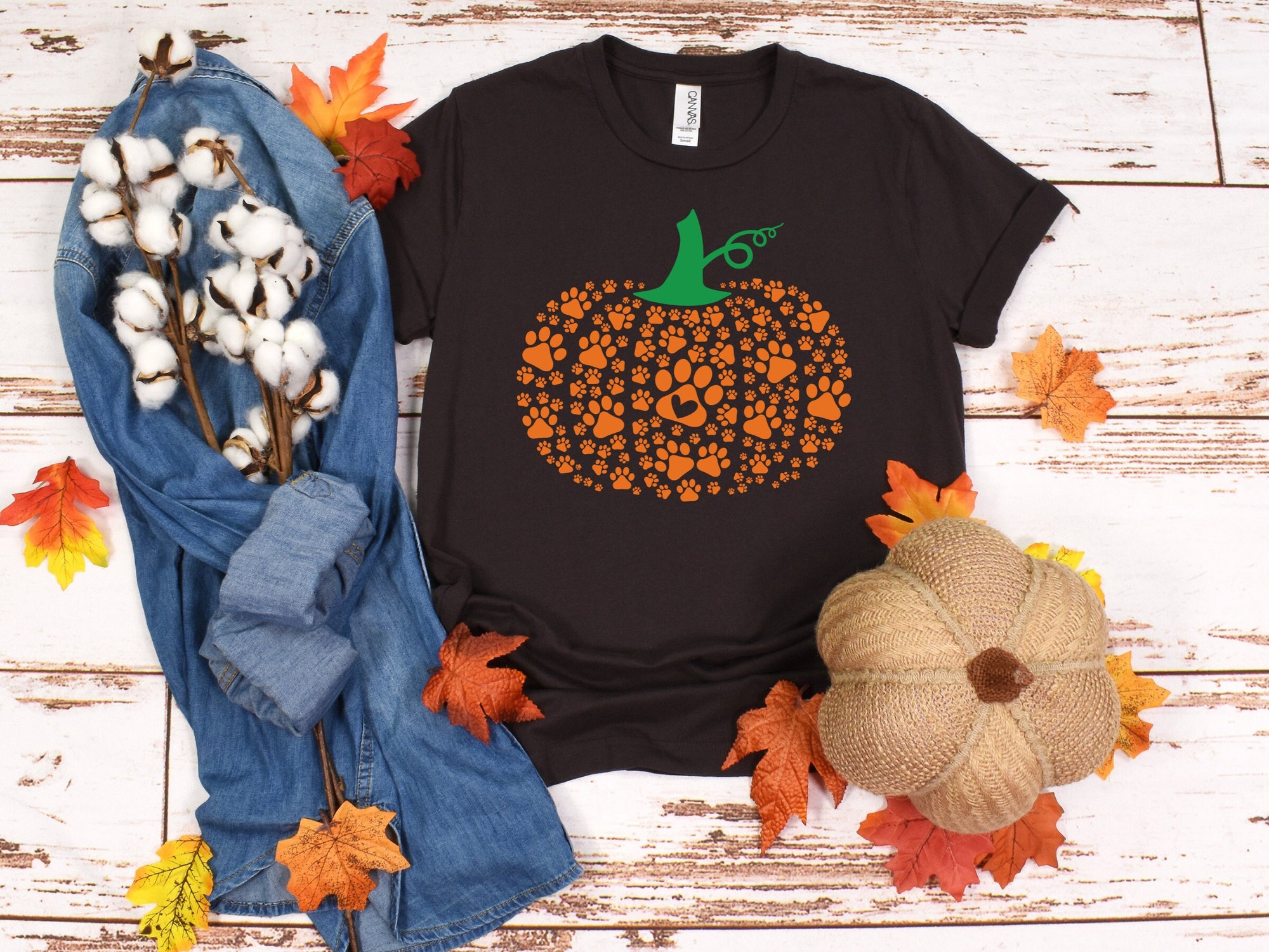 Paw Pumpkin Shirt - Retro Dog Halloween Sweatshirt image 0