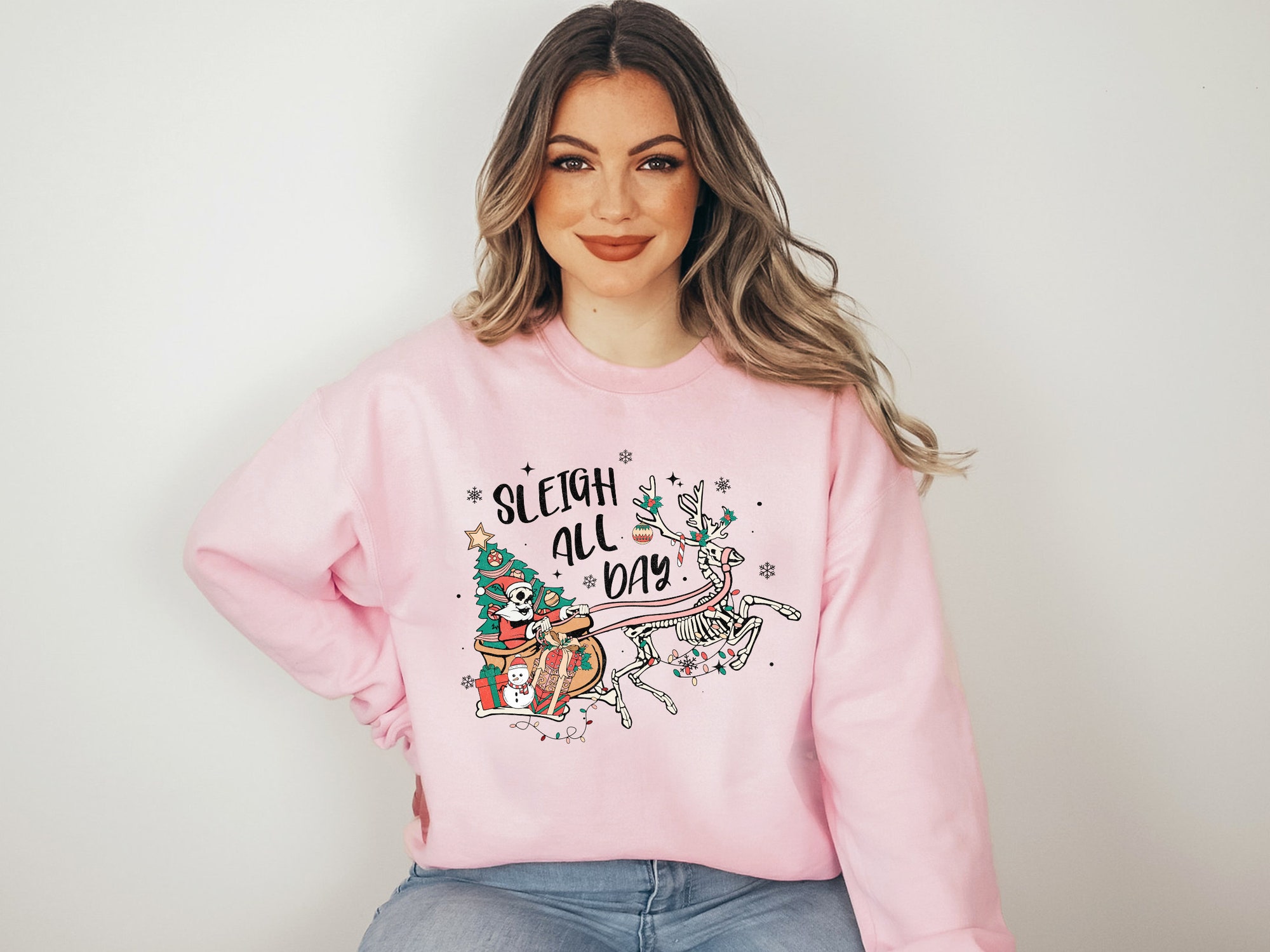 Sleigh All Day Funny Christmas Sweatshirt - Xmas Gift for Women image 6