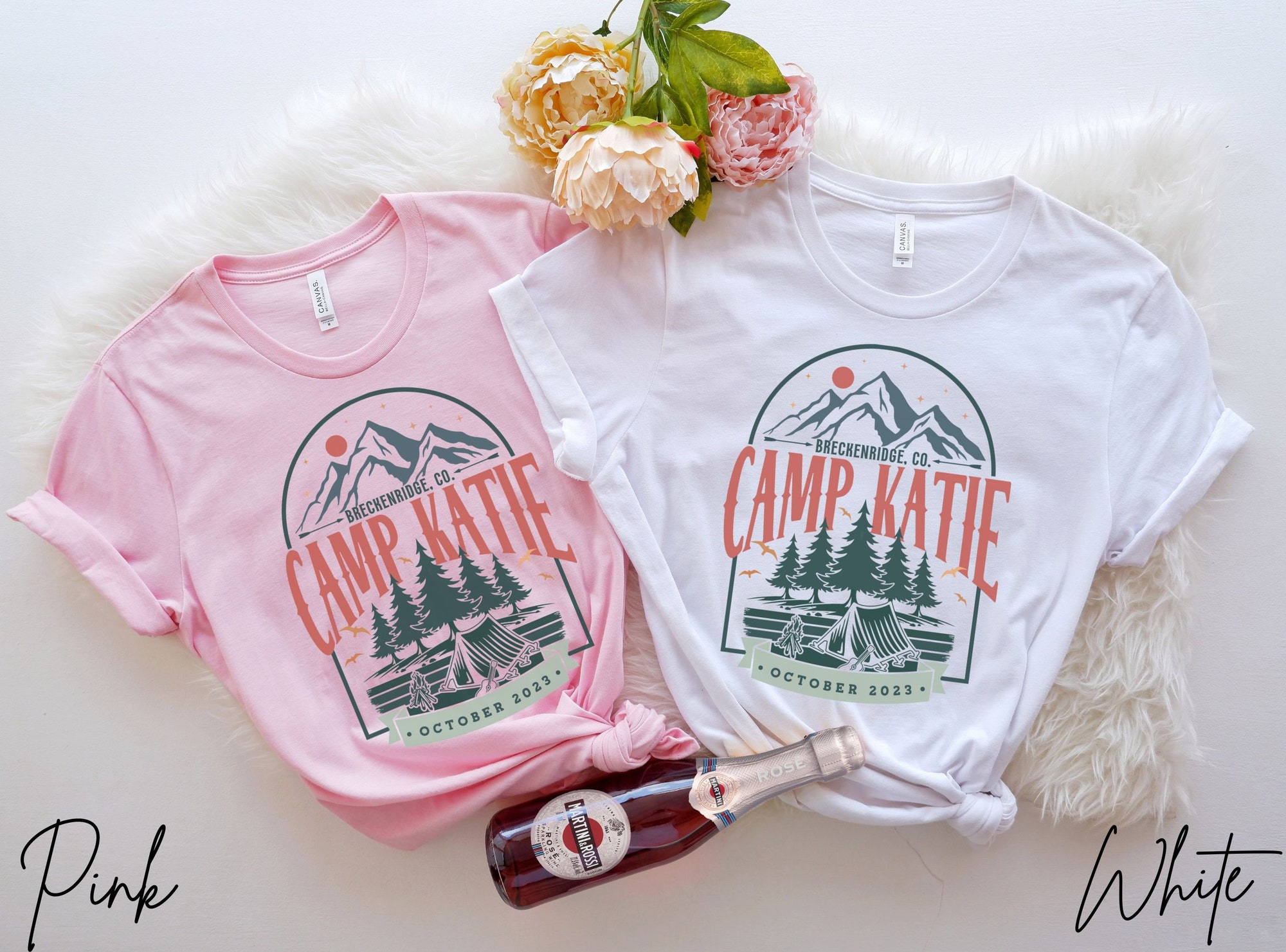 Custom Camp Bachelorette Tees - Retro Mountain & Lake Bridal Party image 6