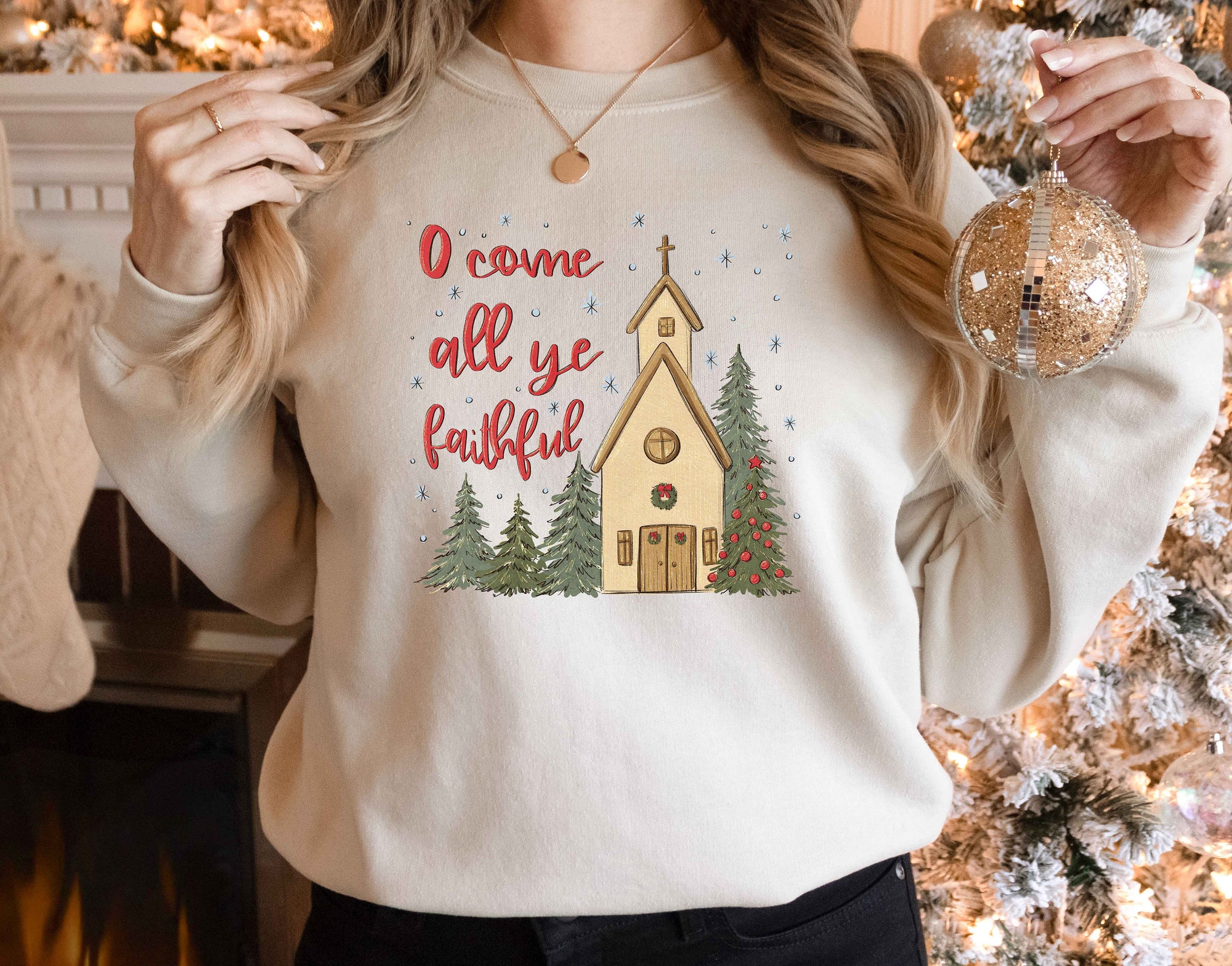 O Come Christmas Season Sweatshirt: Christian Nativity Story Tee Religious Gift image 1