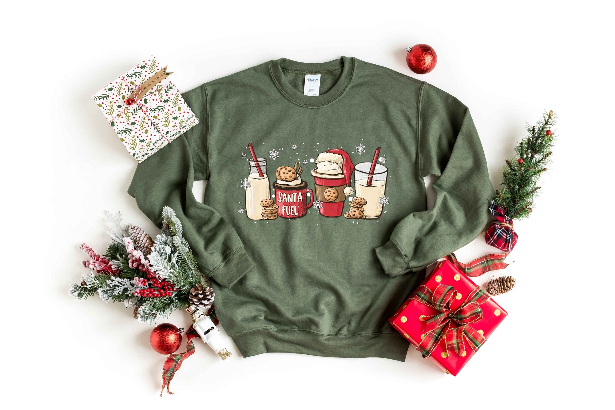 Santa Fuel Sweatshirt: Milk and Cookies Latte Shirt Funny Christmas Gifts image 3