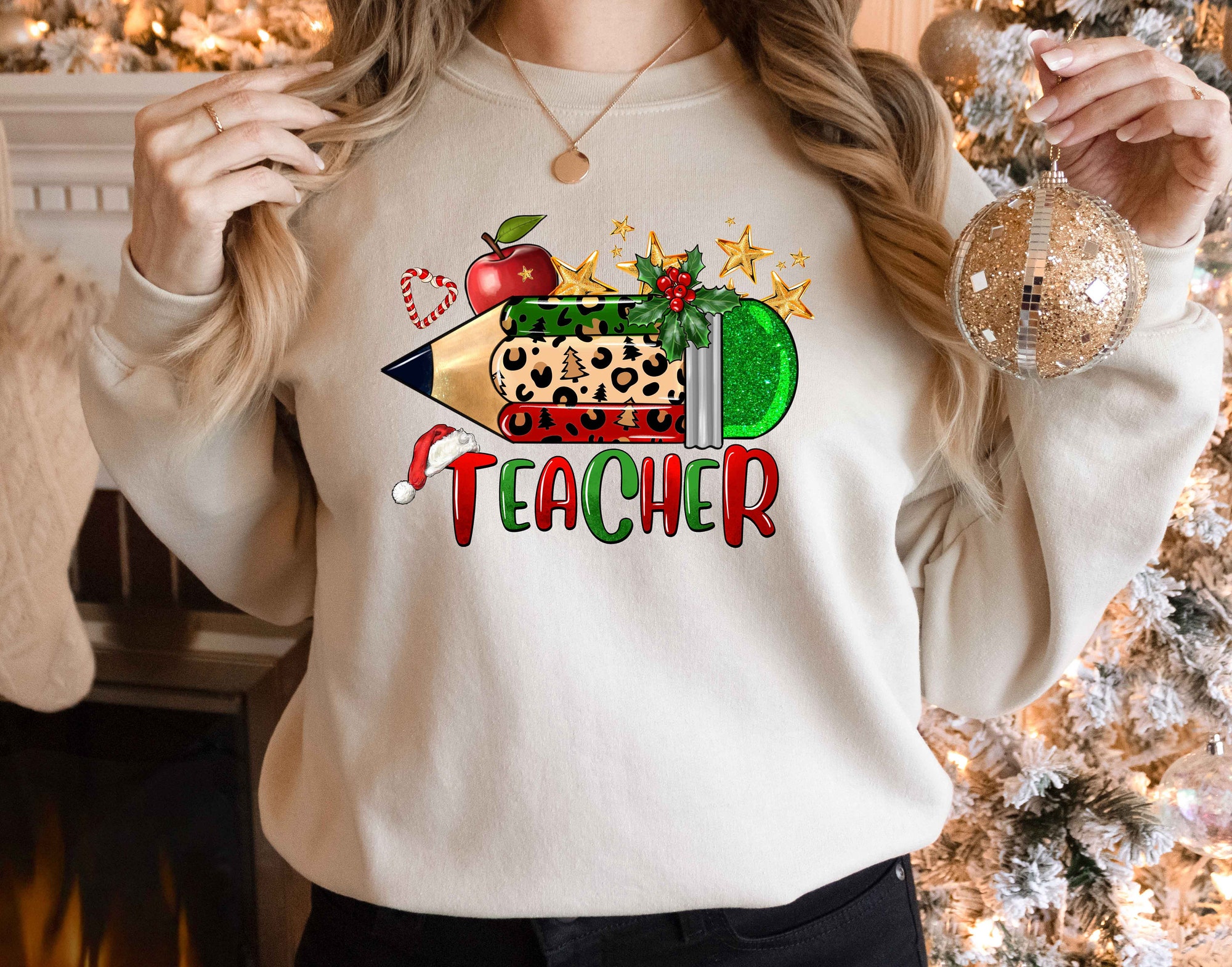 Merry Christmas Teacher Sweatshirt | Gift for Teachers Teacher Life image 1