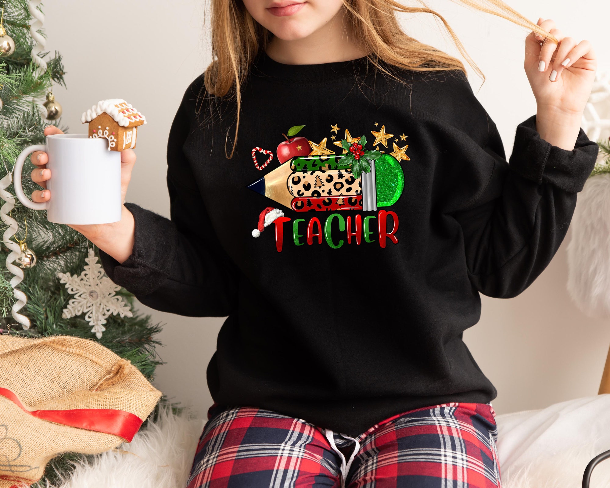 Merry Christmas Teacher Sweatshirt | Gift for Teachers Teacher Life image 4