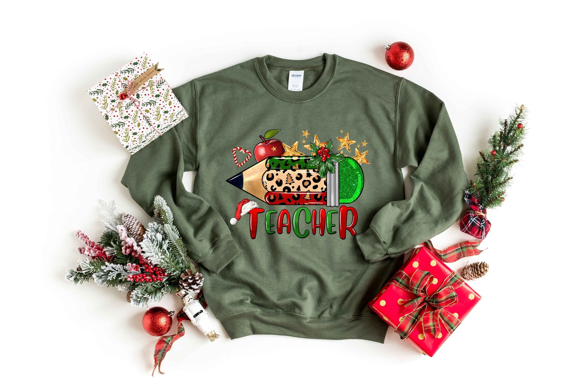 Merry Christmas Teacher Sweatshirt | Gift for Teachers Teacher Life image 0