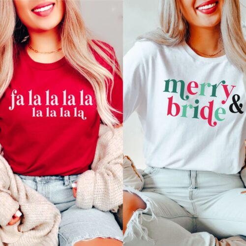 Christmas Bachelorette Shirts: Merry Bride Retro Winter Bridal Party image 0