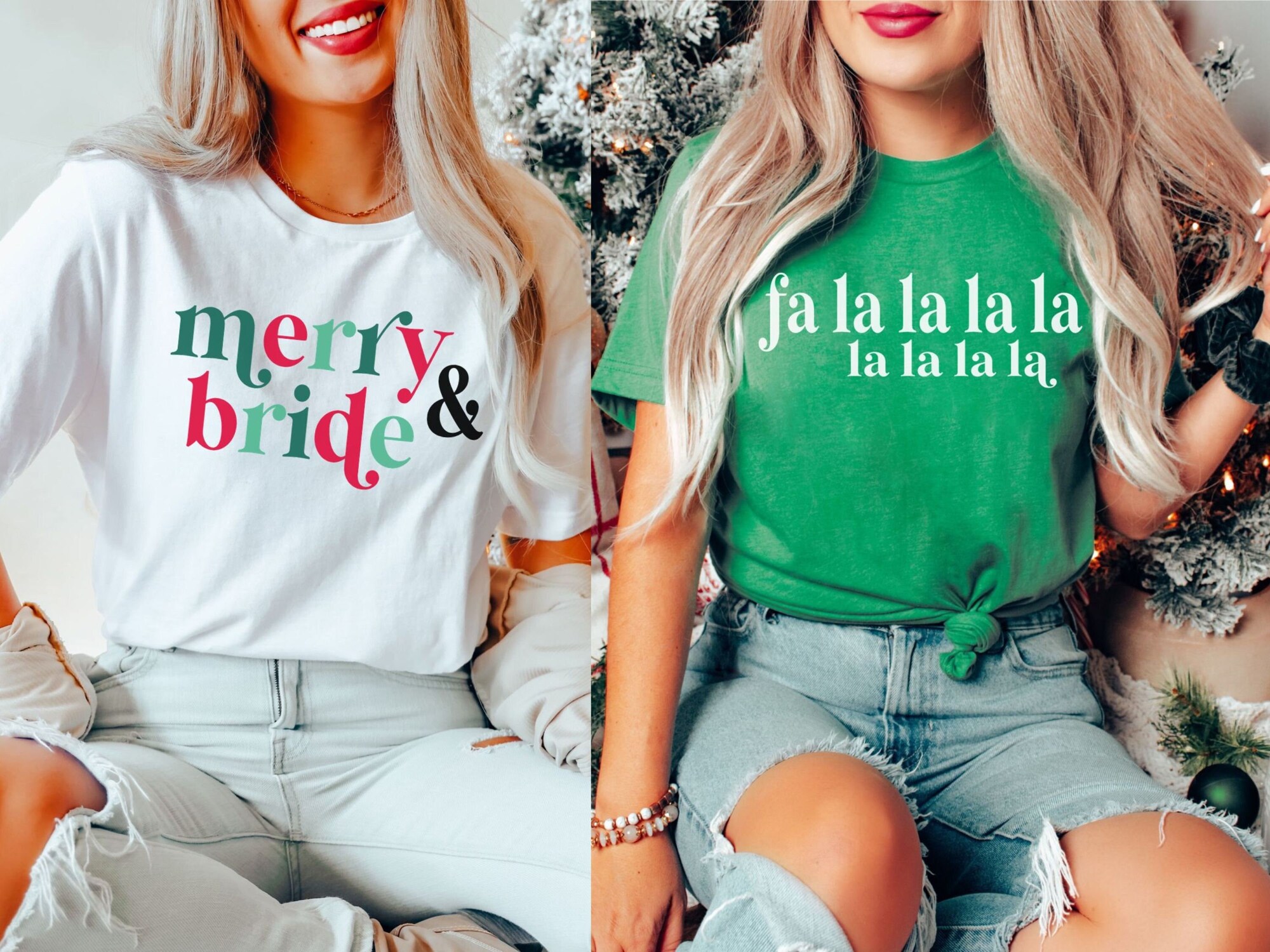 Christmas Bachelorette Shirts: Merry Bride Retro Winter Bridal Party image 1