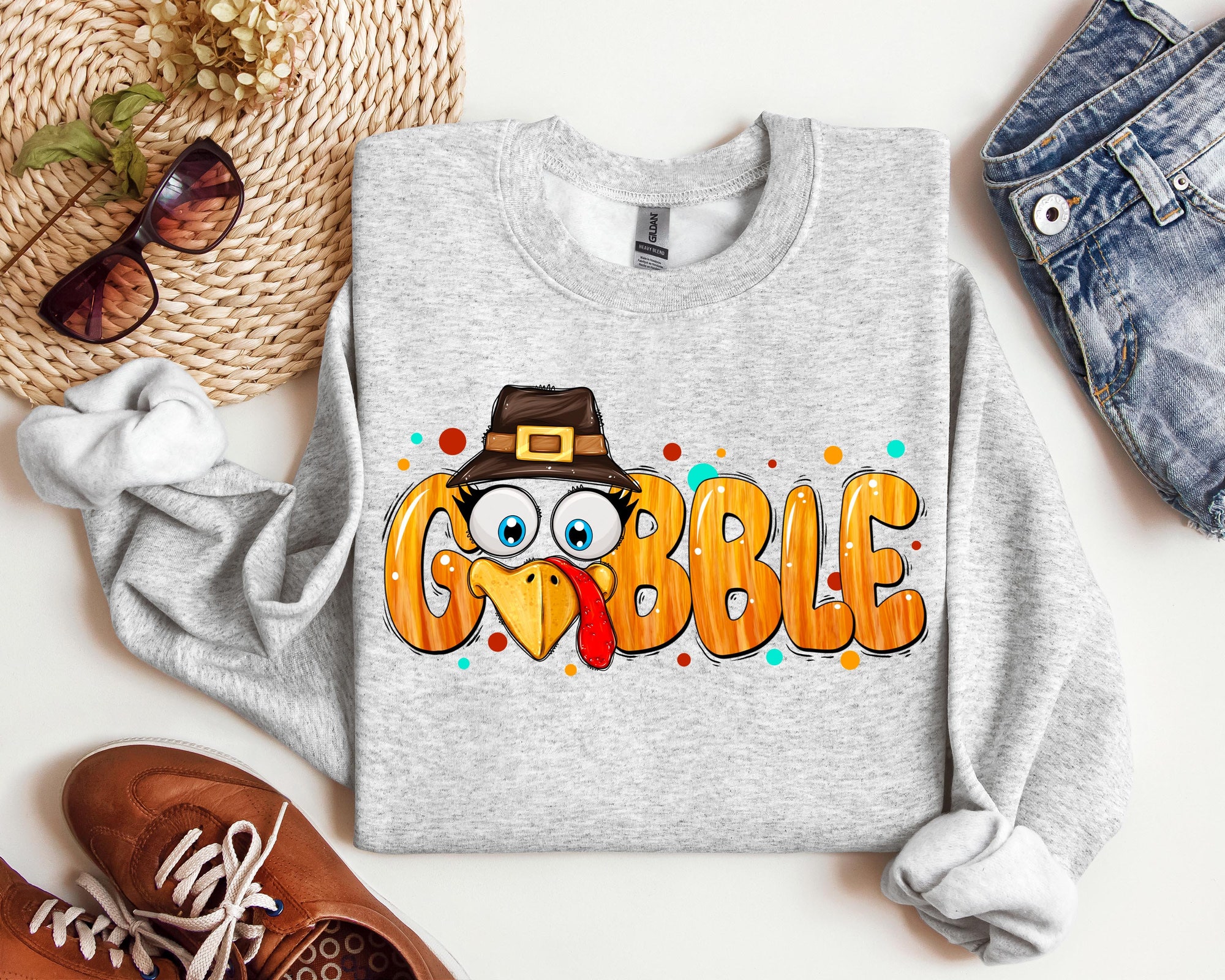 Thanksgiving Gobble Sweatshirt | Turkey Family Dinner Shirt image 3