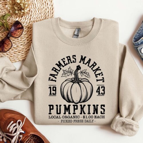 Farmers Market Sweatshirt | Retro Thanksgiving Sweatshirt | Pumpkin Sweatshirt image 0