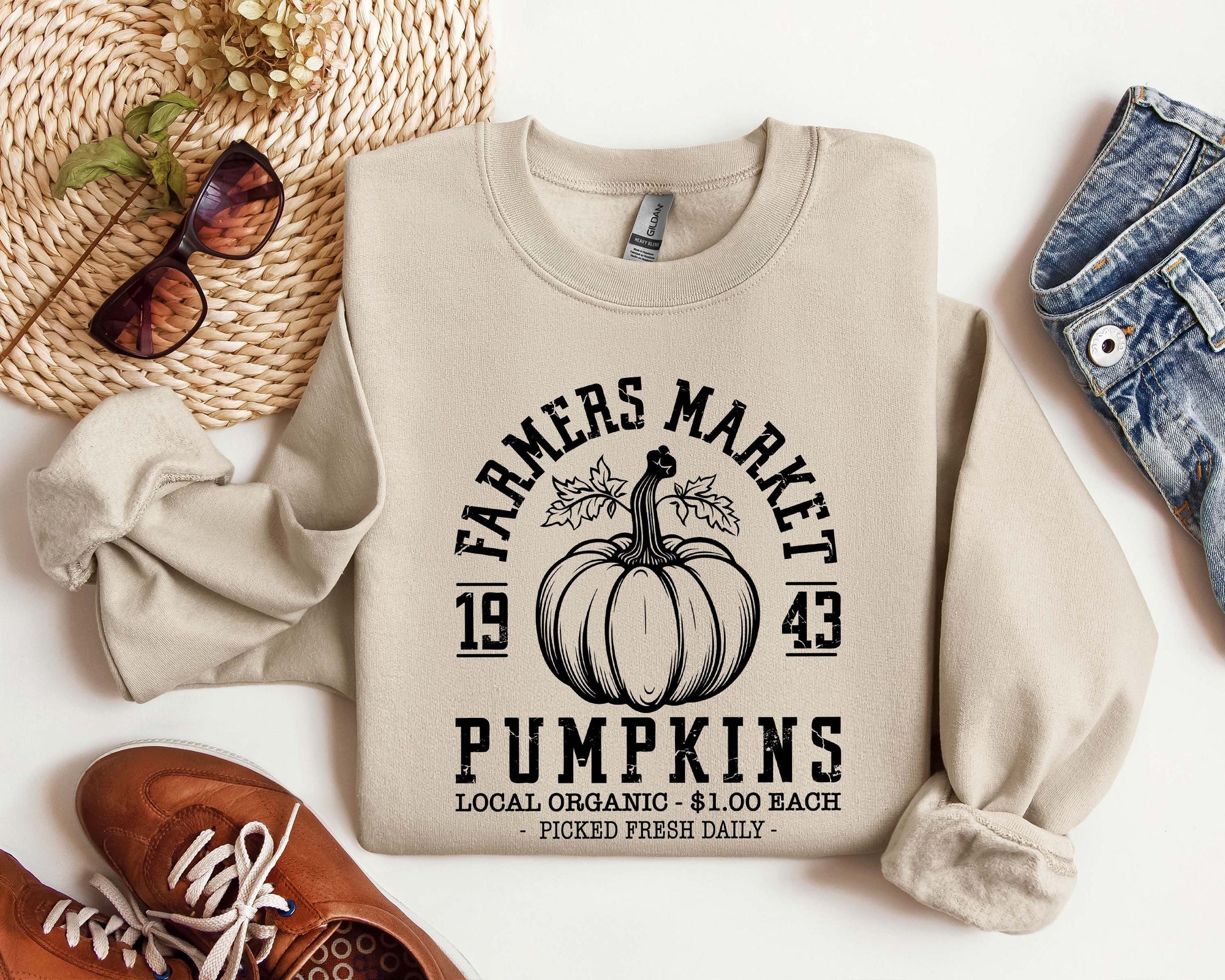 Farmers Market Sweatshirt | Retro Thanksgiving Sweatshirt | Pumpkin Sweatshirt image 0