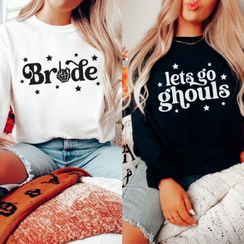 Halloween Bachelorette Sweatshirt: Ghouls Skeleton Bride Wedding Costume image 0