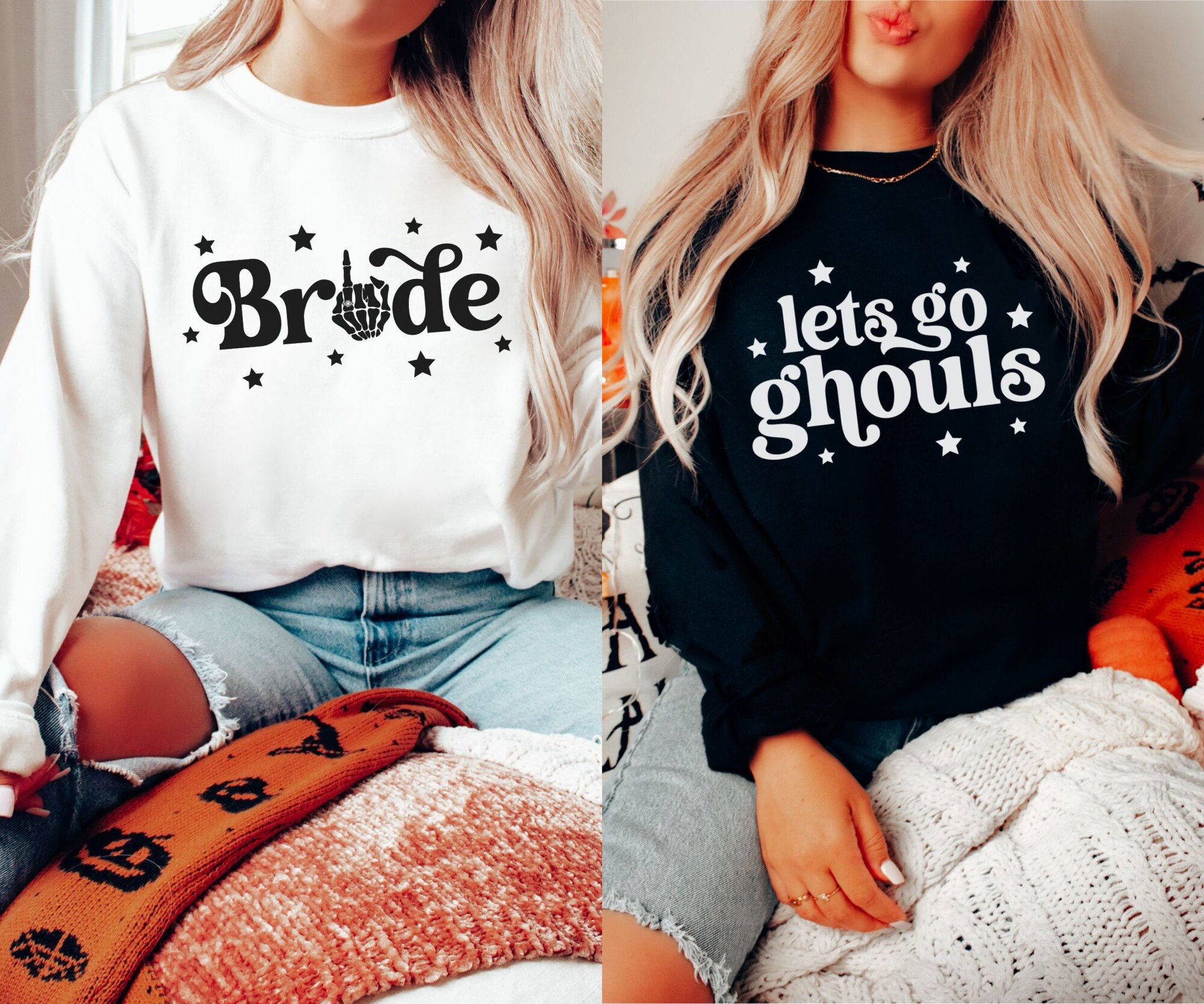 Halloween Bachelorette Sweatshirt: Ghouls Skeleton Bride Wedding Costume image 0