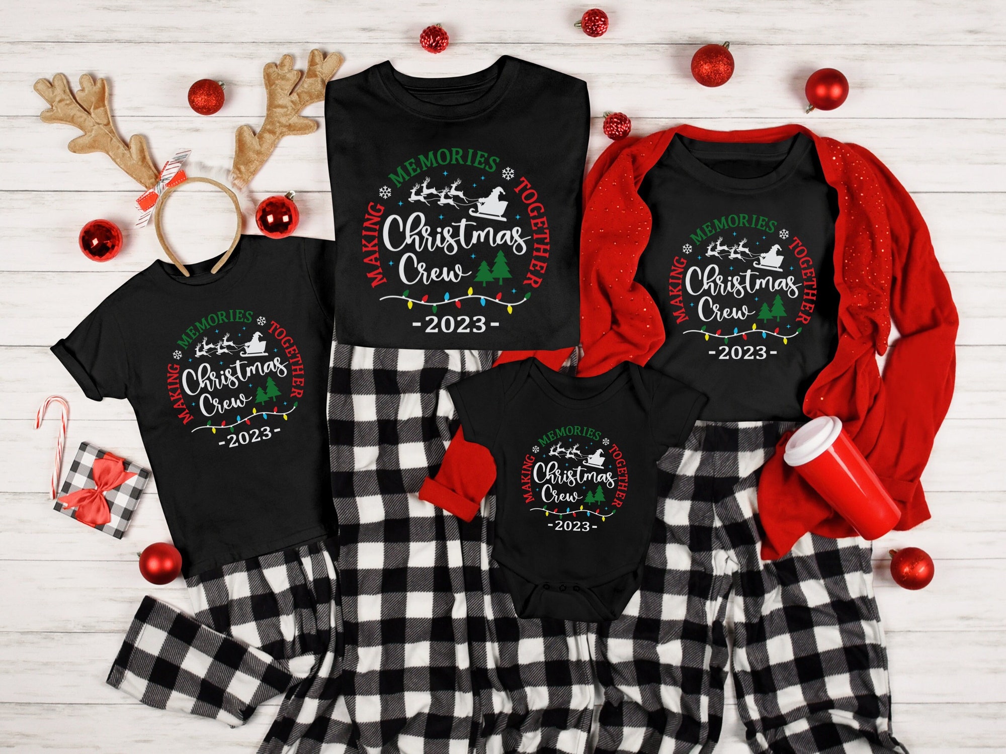 Christmas Crew & Pajama Shirts - Family Matching Tees image 1