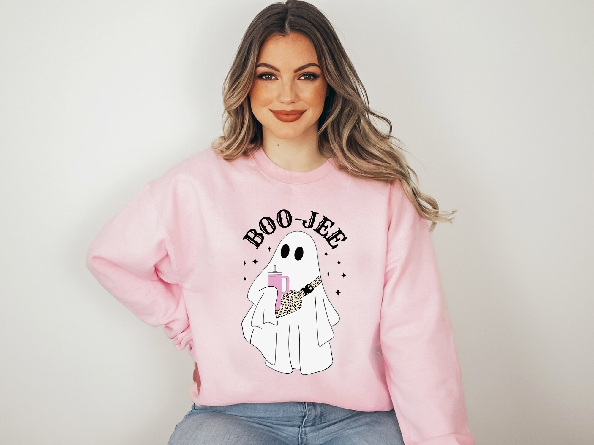 Halloween Ghost Sweatshirt - Boo Jee Hoodie Spooky Season Sweater image 2