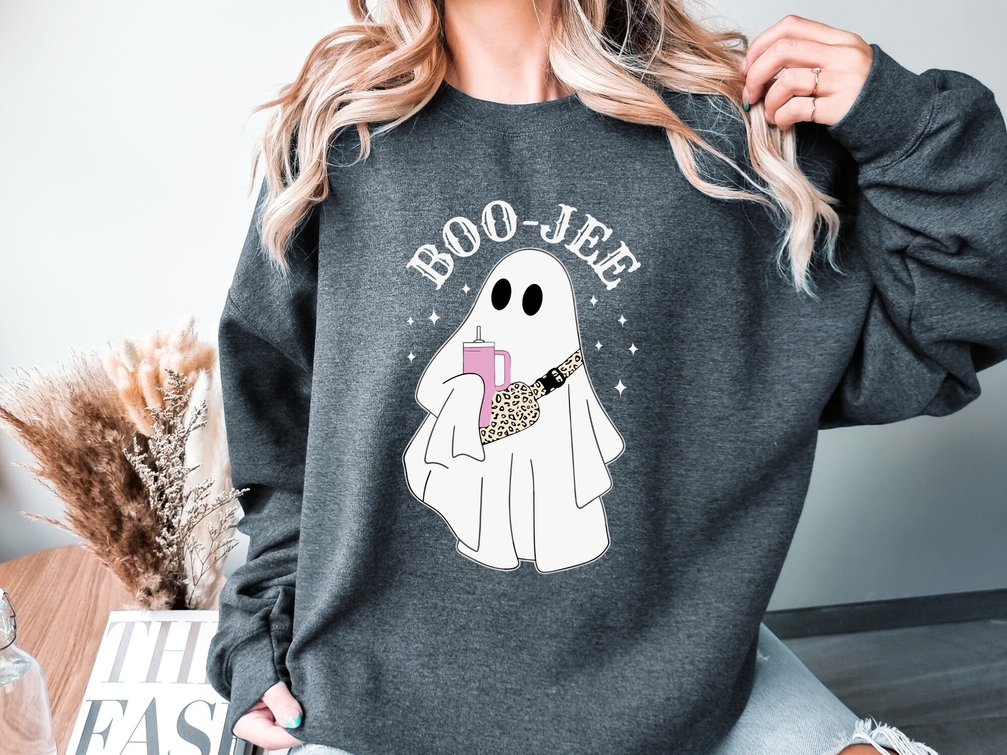 Halloween Ghost Sweatshirt - Boo Jee Hoodie Spooky Season Sweater image 3