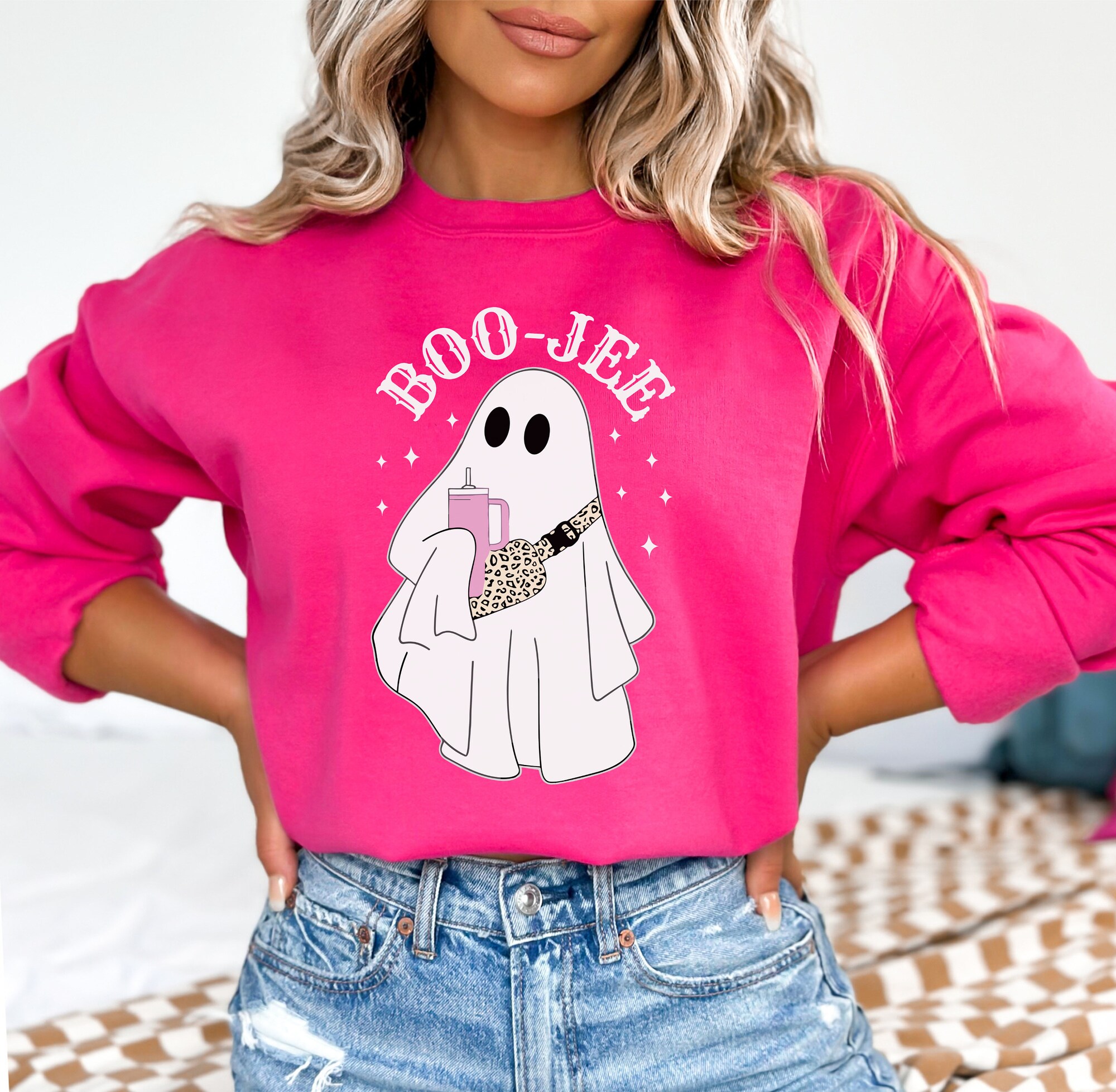 Halloween Ghost Sweatshirt - Boo Jee Hoodie Spooky Season Sweater image 1