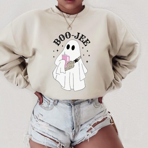 Halloween Ghost Sweatshirt - Boo Jee Hoodie Spooky Season Sweater image 0