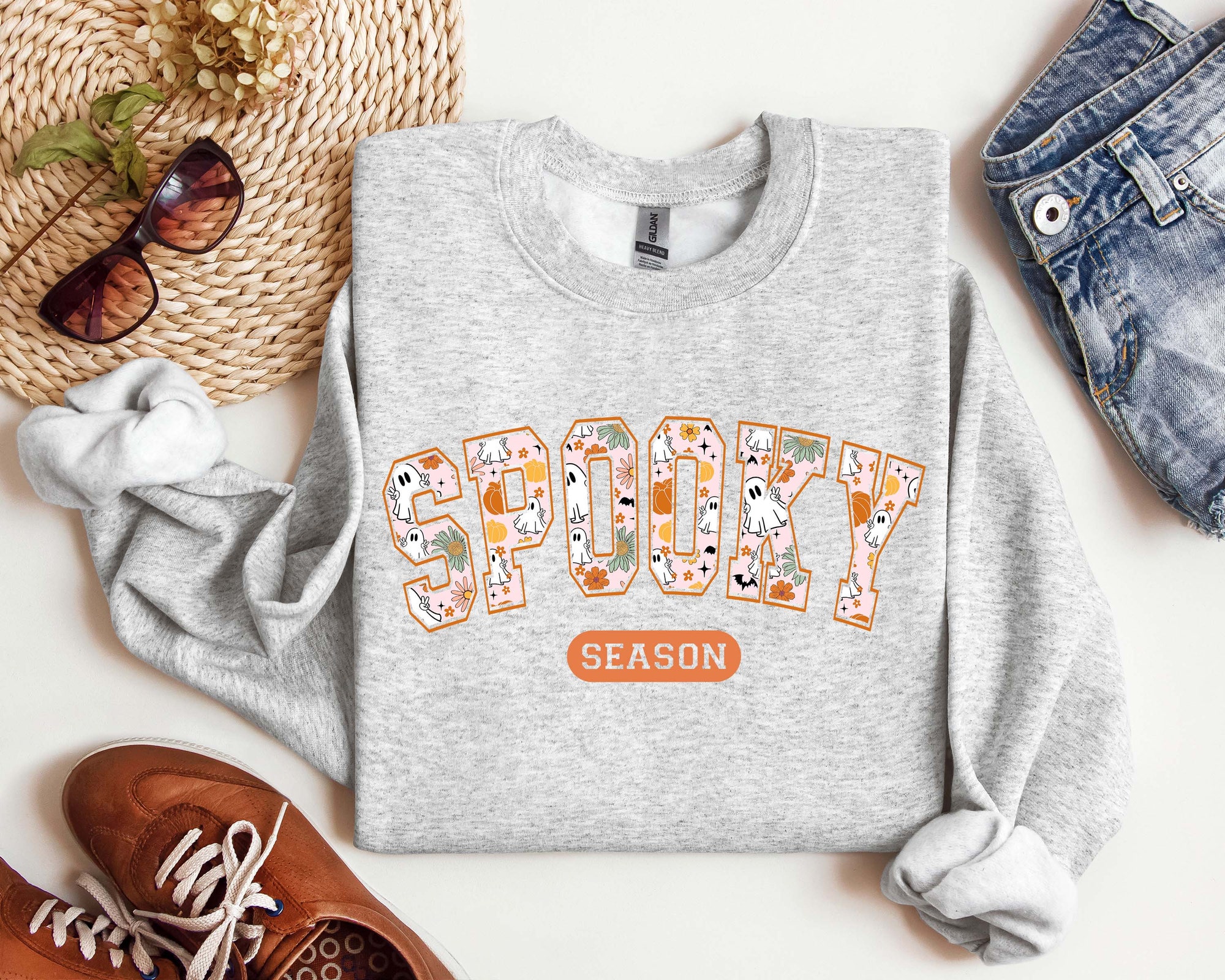 Spooky Season Sweatshirt: Retro Cozy Fall Vibes Halloween Shirt image 2