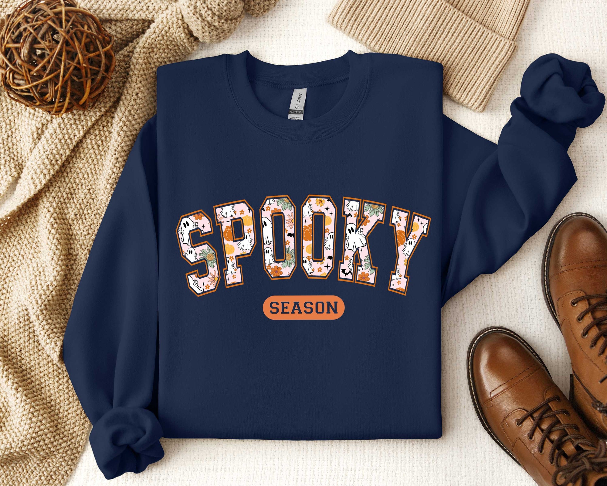 Spooky Season Sweatshirt: Retro Cozy Fall Vibes Halloween Shirt image 1