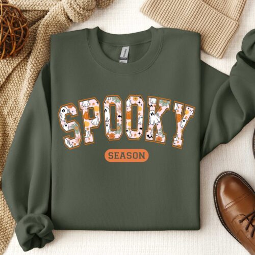 Spooky Season Sweatshirt: Retro Cozy Fall Vibes Halloween Shirt image 0