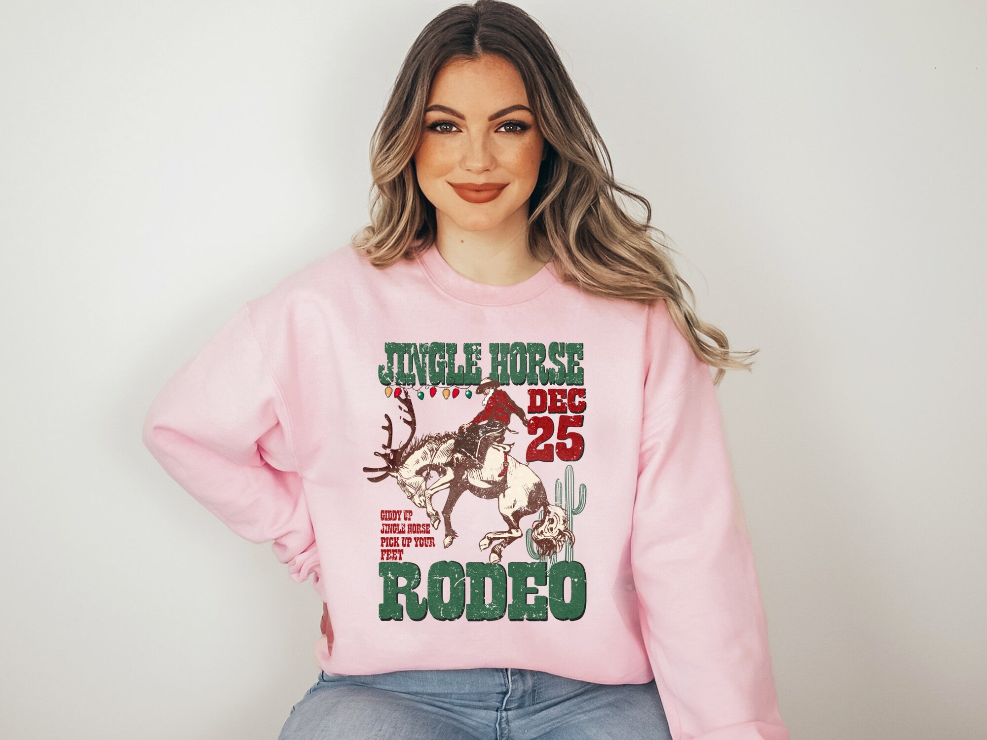 Jingle Horse Rodeo & Cowboy Christmas Sweatshirt - Retro Gift image 3