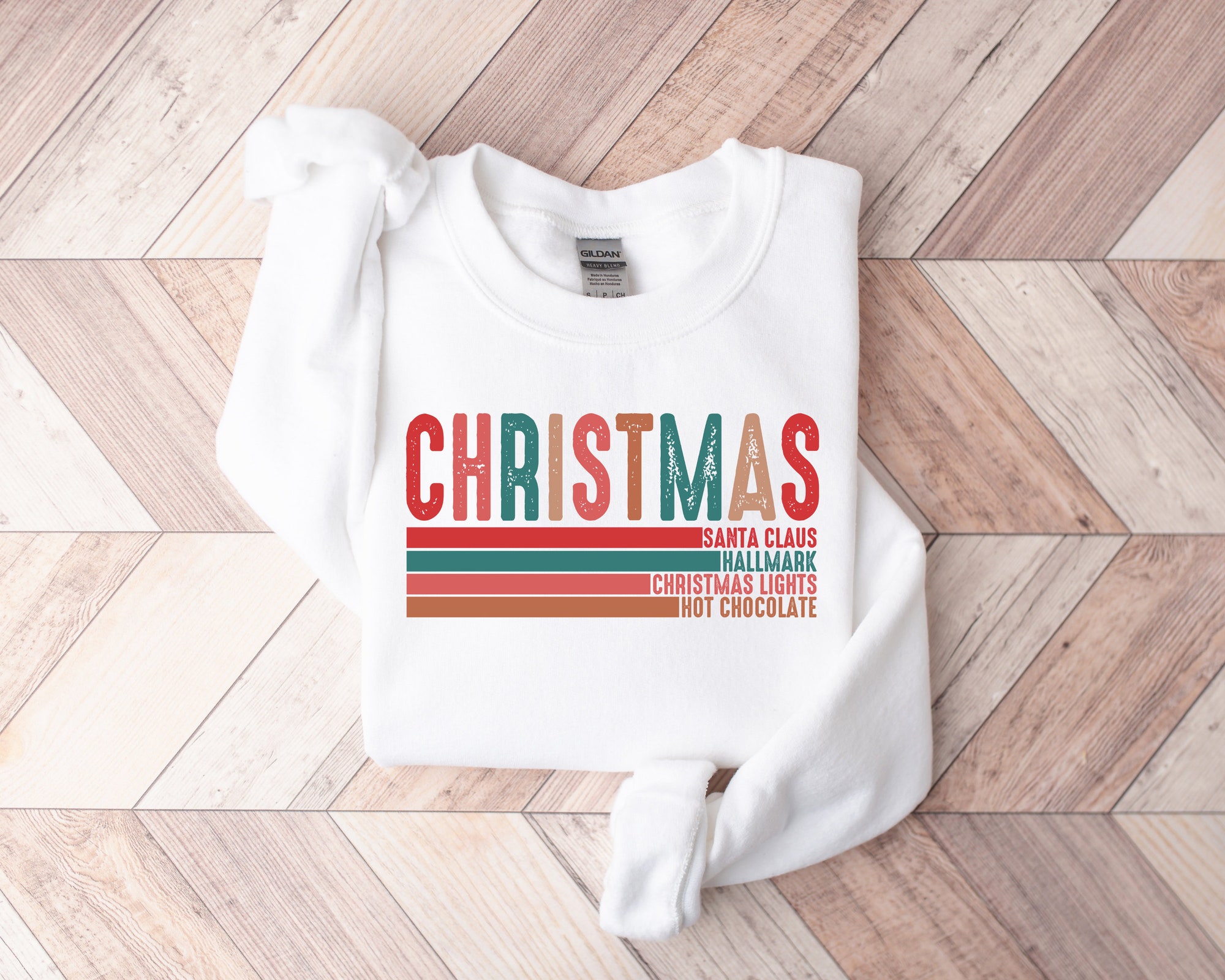 Retro Christmas Santa Claus Sweatshirt | Tis The Season Santa Claus Xmas Shirt image 2