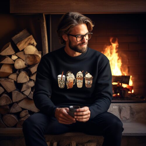 Horror Coffee Latte & Pumpkin Spice Sweatshirt: Halloween & Nightmare Tee image 0