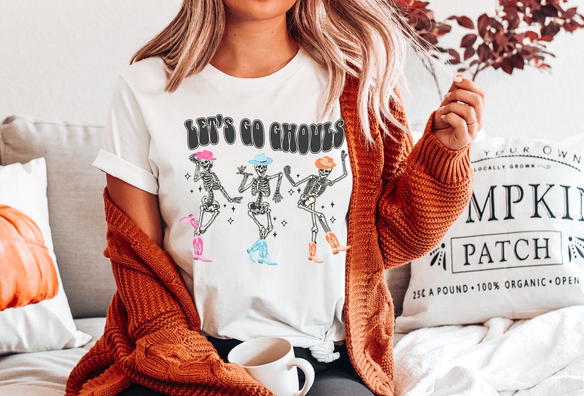 Let's Go Ghouls: Dancing Skeleton & Ghost Halloween Sweatshirt image 0
