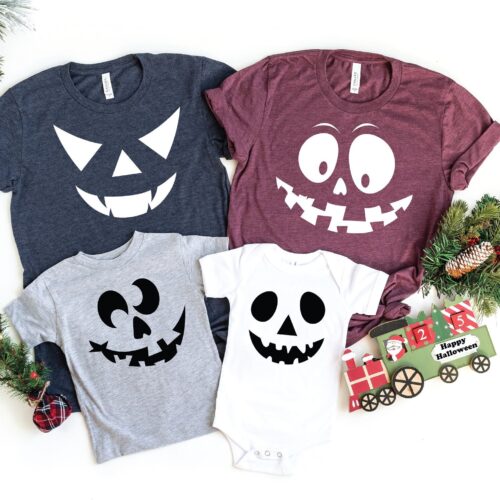 Funny Pumpkin Face Shirt: Perfect for Halloween Family Party image 0