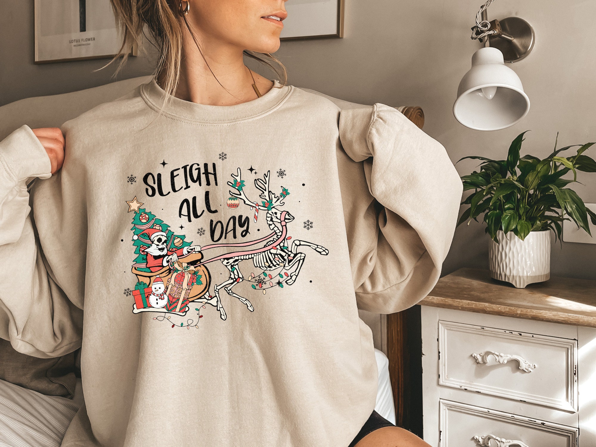 Sleigh All Day Funny Christmas Sweatshirt - Xmas Gift for Women image 5