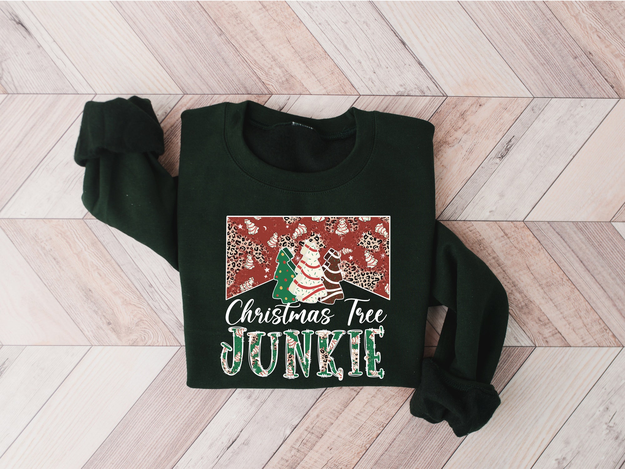 Christmas Tree Junkie Sweatshirt | Little Debbie Christmas Tree Shirt image 2