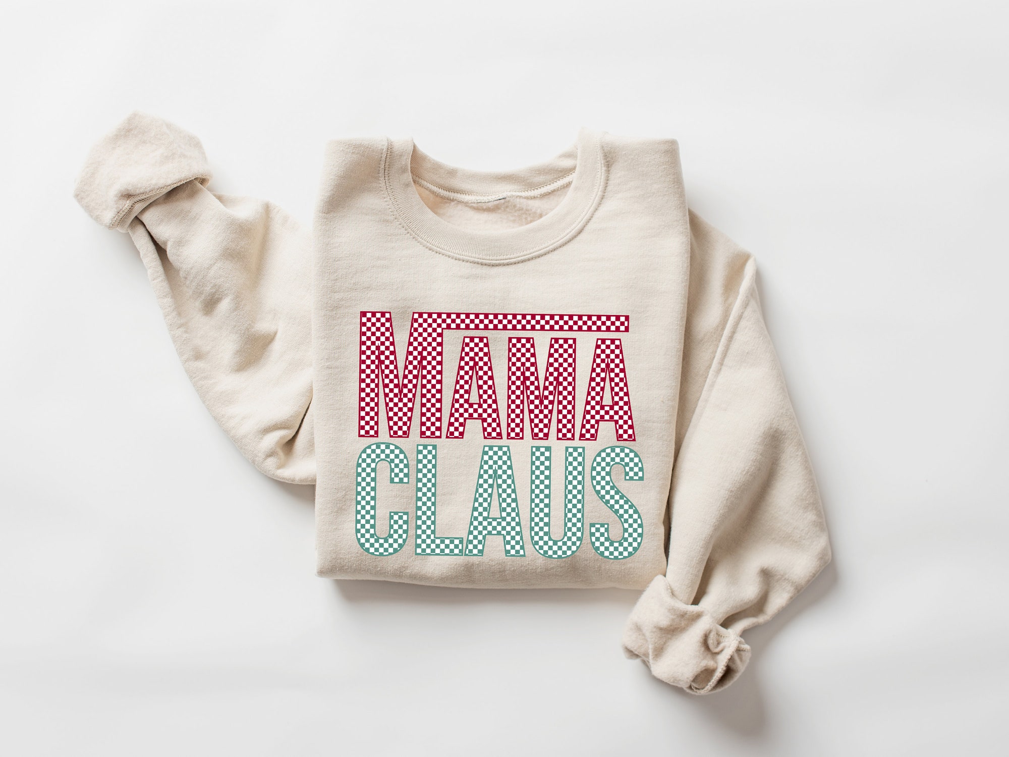 Mama Claus Christmas Sweatshirt | Cute Winter Buffalo Mama T-shirt image 1