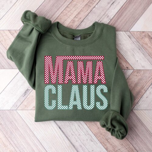 Mama Claus Christmas Sweatshirt | Cute Winter Buffalo Mama T-shirt image 0