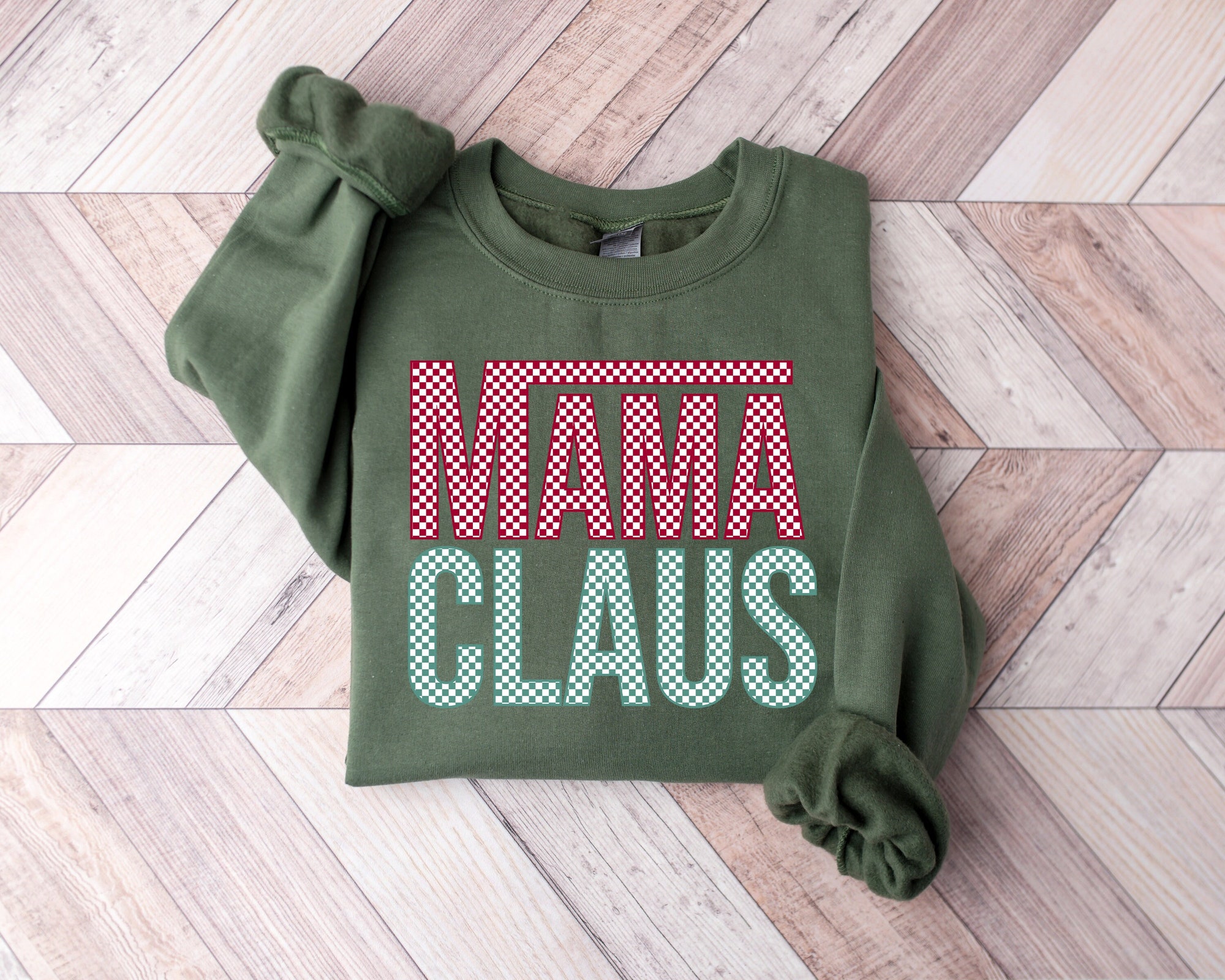 Mama Claus Christmas Sweatshirt | Cute Winter Buffalo Mama T-shirt image 0